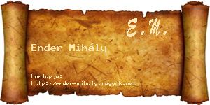 Ender Mihály névjegykártya