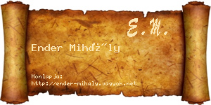Ender Mihály névjegykártya